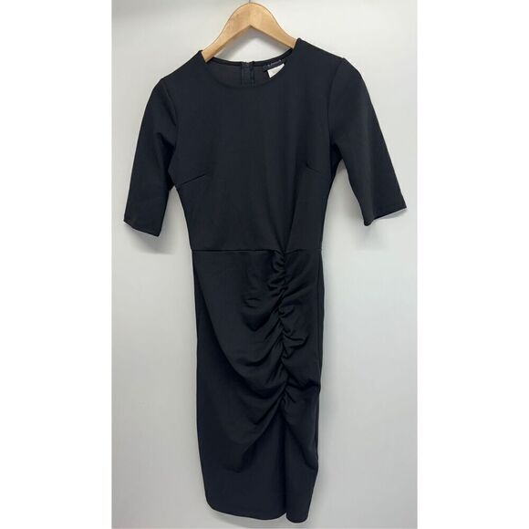 B. Darlin Black Dress Juniors Size 5 Short Sleeve Ruched Back Zip NEW - Picture 4 of 9